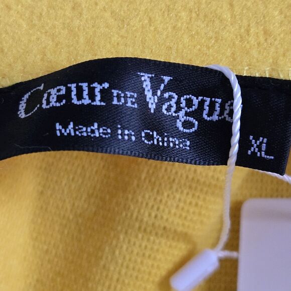 Couer De Vague Women's XL Yellow Button Down Coat Jacket With Pockets NWT Read - Picture 11 of 15